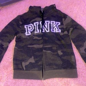 Victoria secret pink camo zip up hoodie